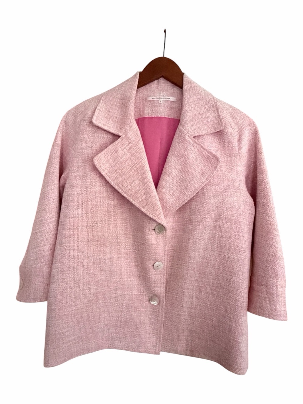Relaxed Pink Textured Boxy Blazer